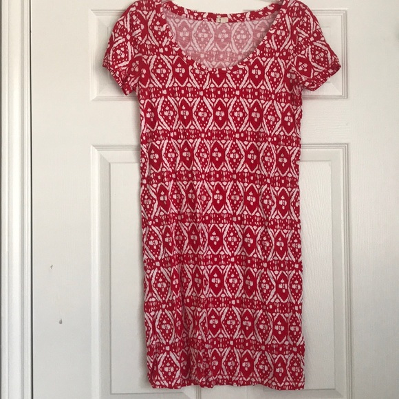 J. Crew Dresses & Skirts - Red and white patterned T-shirt dress from J. Crew
